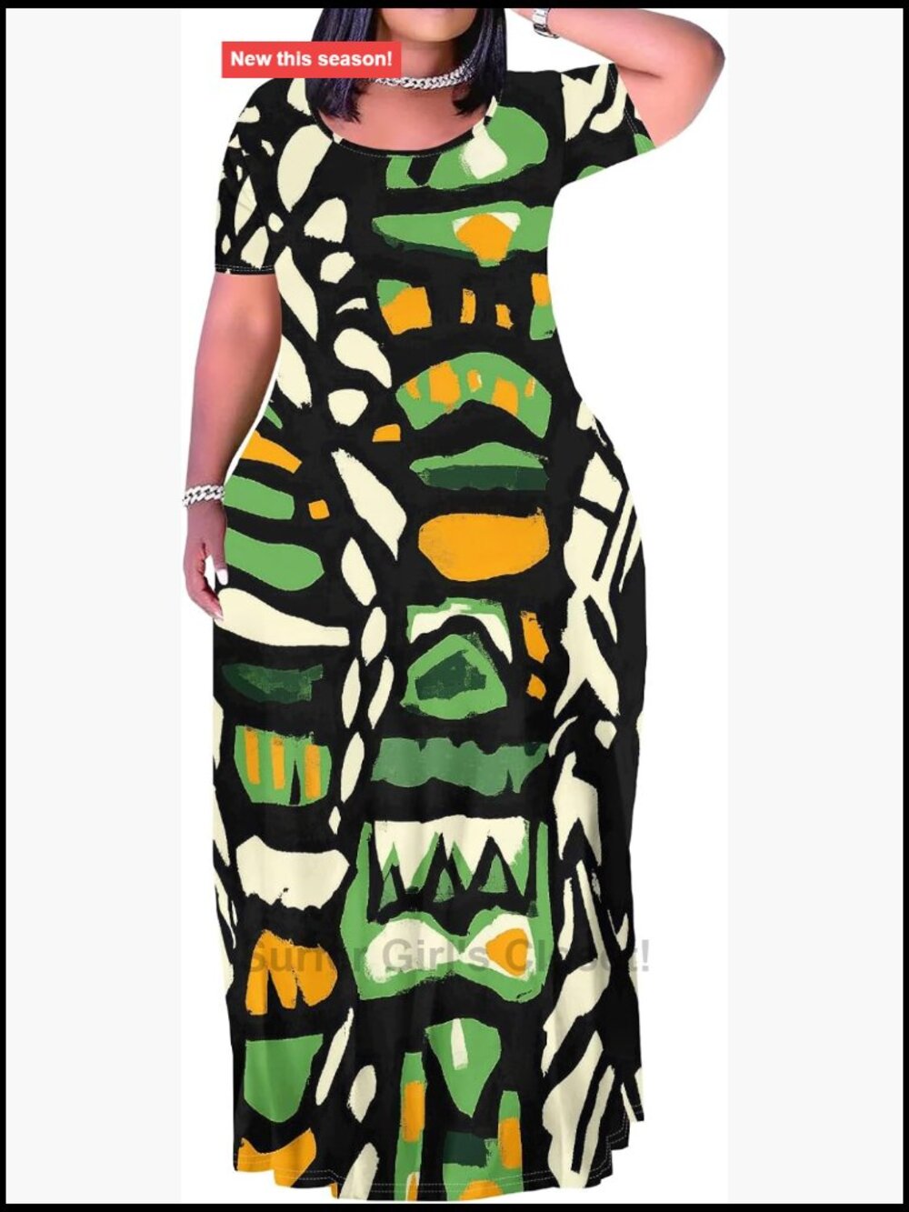 Plus Size Maxi Dress with Pockets Short Sleeve Tshirt Dress Bodycon